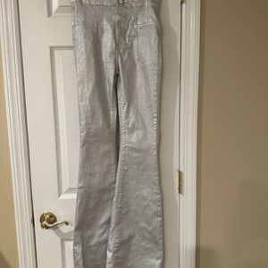 We the free, metallic silver flare pants